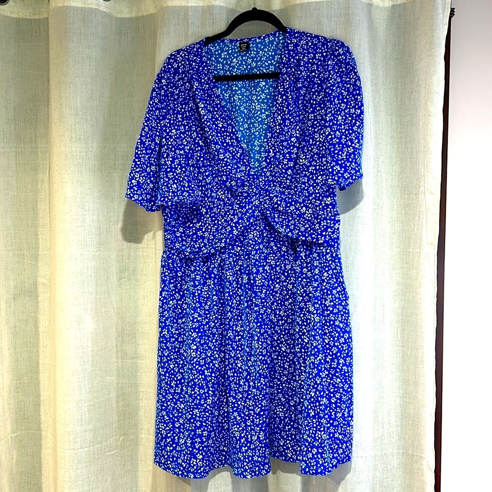 Plus - Blue Floral Women's Dress - 2X 16